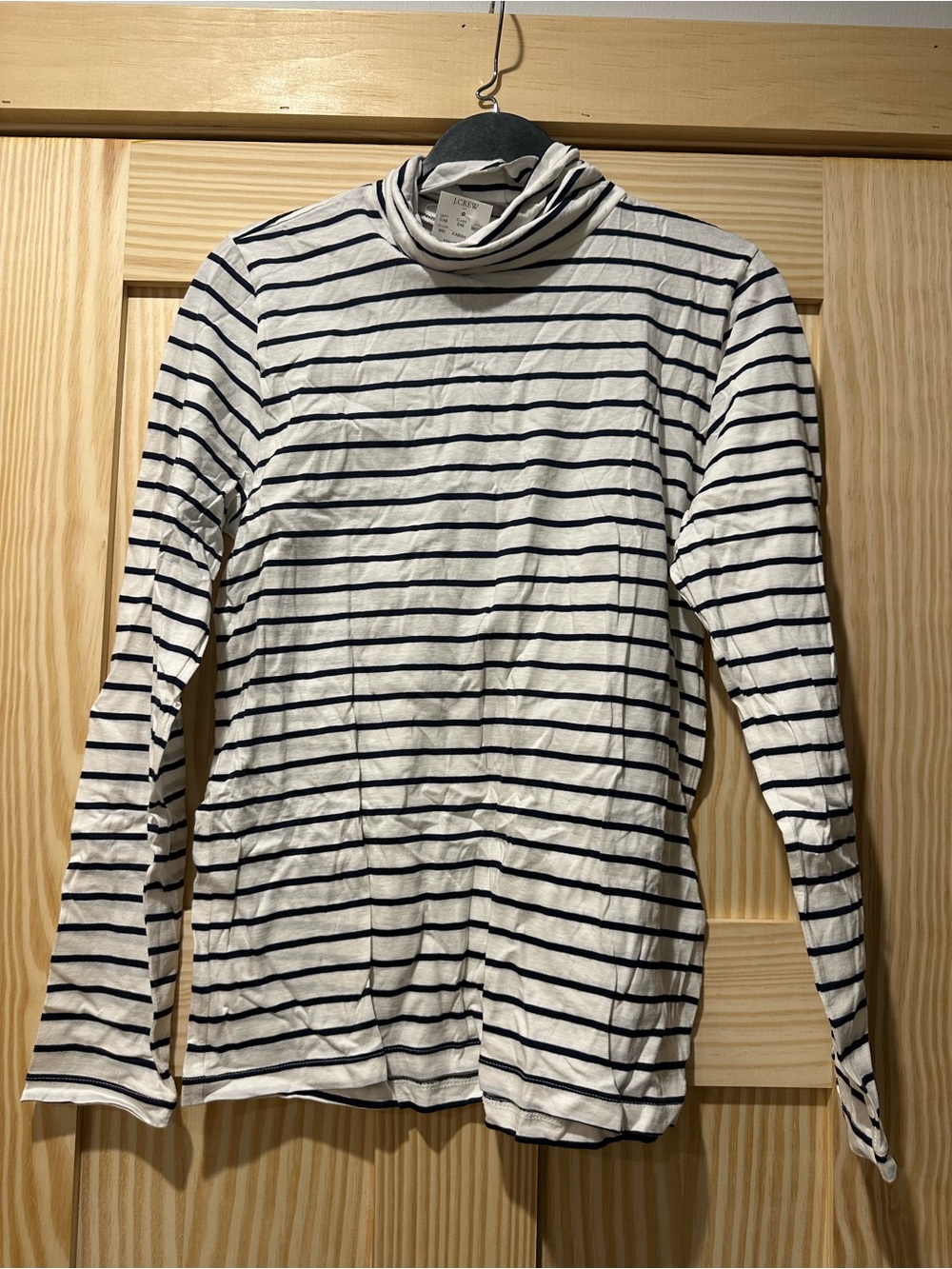 J. Crew Navy and White Striped Turtleneck Top